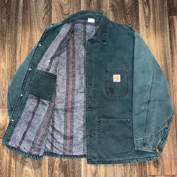 Carhartt Other - Vintage 90s Carhartt CB103 Detroit Moss Green Blanket Lined Chore Jacket